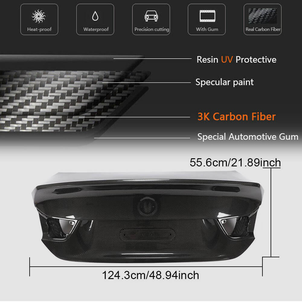 BMW F32 F82 M4 Rear Trunk Boot Lid Cover Dry Carbon Fiber-Ahacarbon