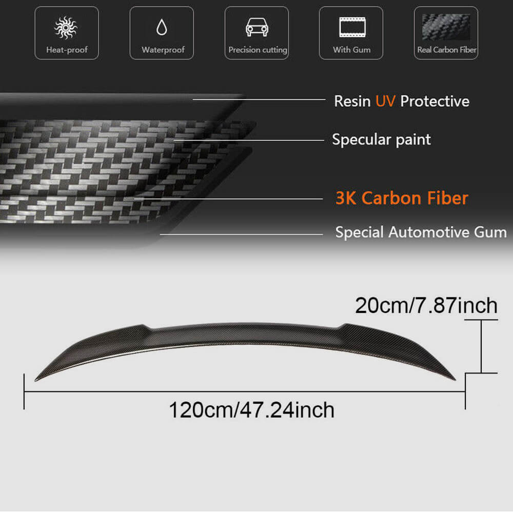 BMW F82 M4 Coupe 2015-2020 Rear Trunk Spoiler Carbon Fiber-Ahacarbon