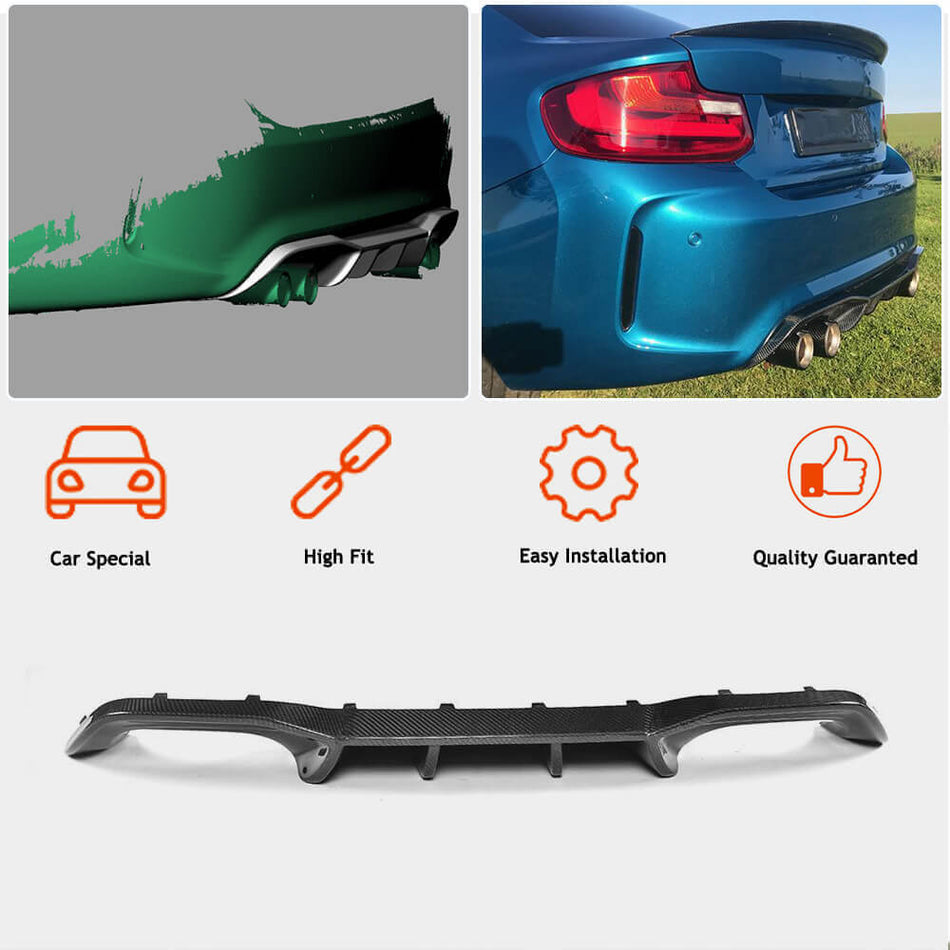 BMW 2 Series F87 M2 M2C 2016-2020 Rear Bumper Diffuser Carbon Fiber-Ahacarbon
