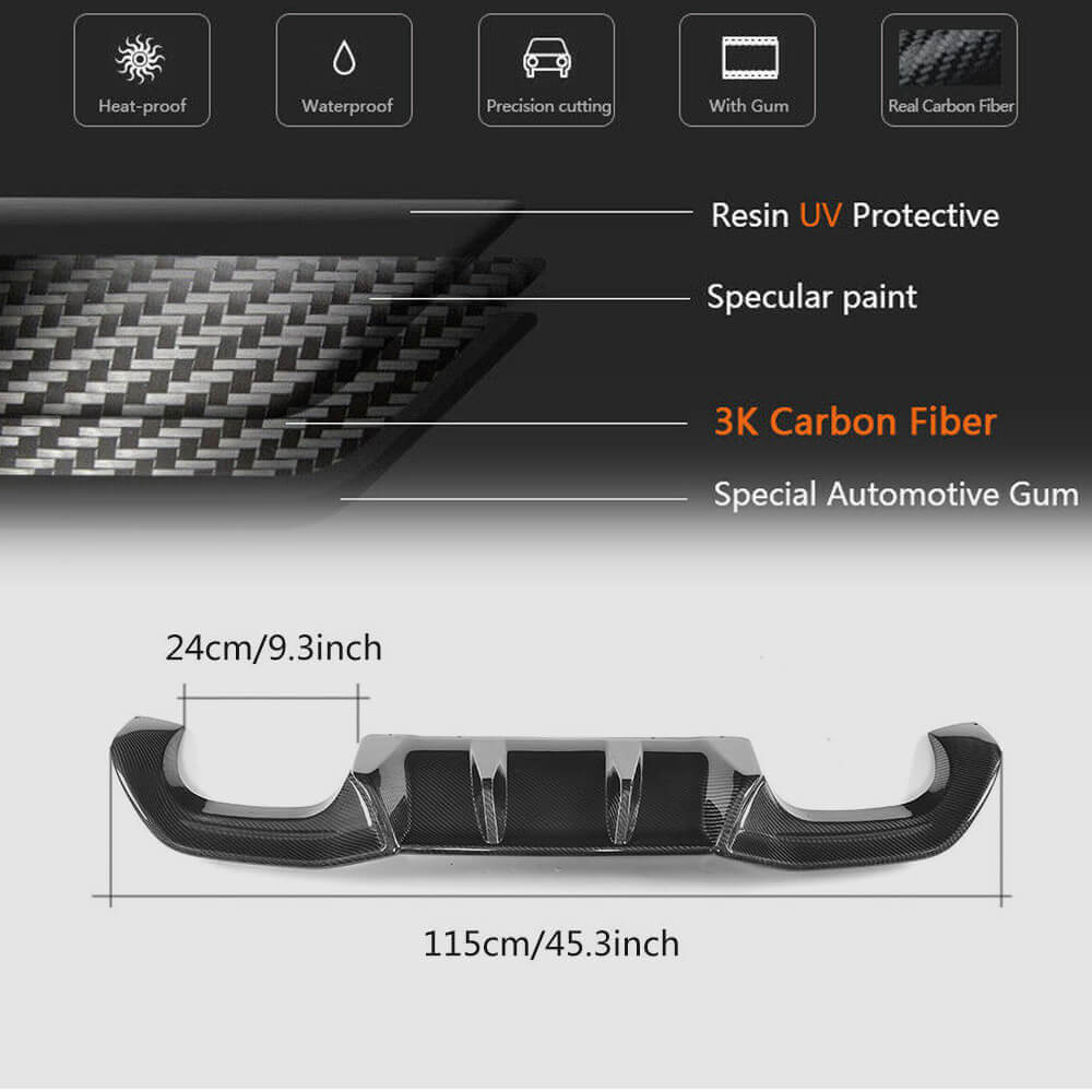 BMW 2 Series F87 M2 M2C 2016-2020 Rear Bumper Diffuser Carbon Fiber-Ahacarbon