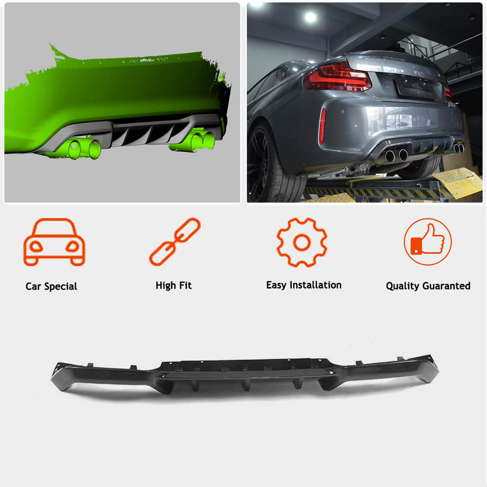 BMW 2 Series F87 M2 M2C Coupe 2016-2020 Rear Bumper Diffuser Carbon Fiber-Ahacarbon