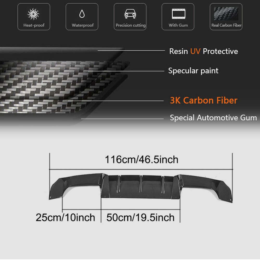 BMW 2 Series F87 M2 M2C Coupe 2016-2020 Rear Bumper Diffuser Carbon Fiber-Ahacarbon