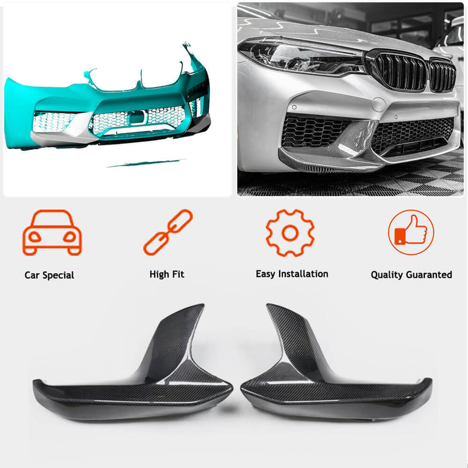 BMW 5 Series F90 M5 Pre-LCI 2018-2020 Front Bumper Splitters Carbon Fiber-Ahacarbon