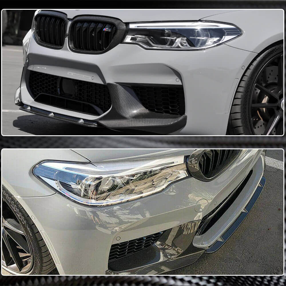 BMW 5 Series F90 M5 Pre-LCI 2018-2020 Front Bumper Lip Dry Carbon Fiber-Ahacarbon