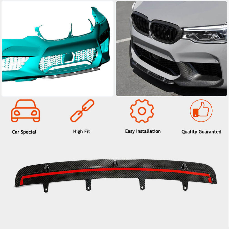 BMW 5 Series F90 M5 Pre-LCI 2018-2020 Front Bumper Lip Dry Carbon Fiber-Ahacarbon