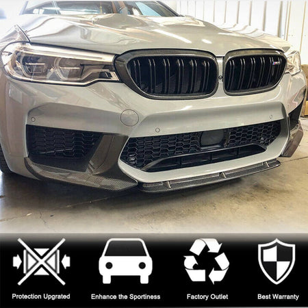 BMW 5 Series F90 M5 Pre-LCI 2018-2020 Front Bumper Lip Dry Carbon Fiber-Ahacarbon