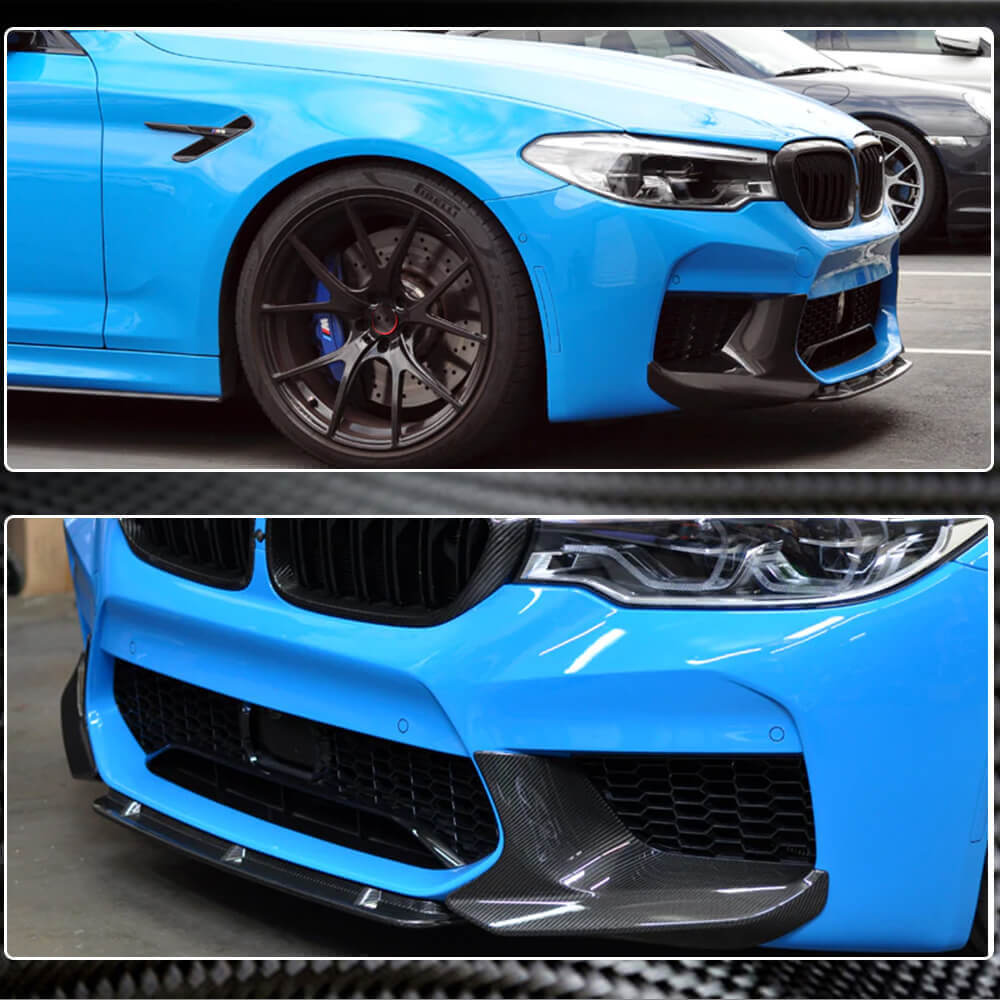 BMW 5 Series F90 M5 Pre-LCI 2018-2020 Front Bumper Lip Dry Carbon Fiber-Ahacarbon
