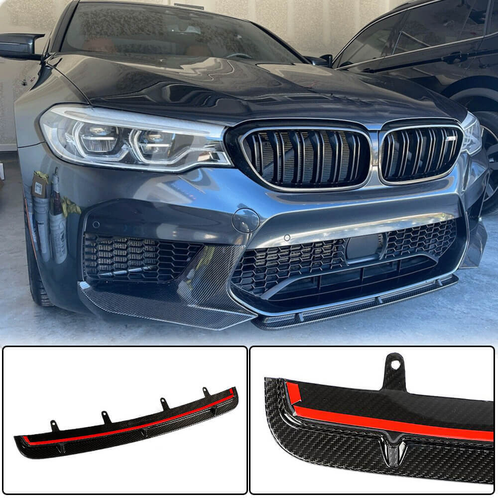BMW 5 Series F90 M5 Pre-LCI 2018-2020 Front Bumper Lip Dry Carbon Fiber-Ahacarbon