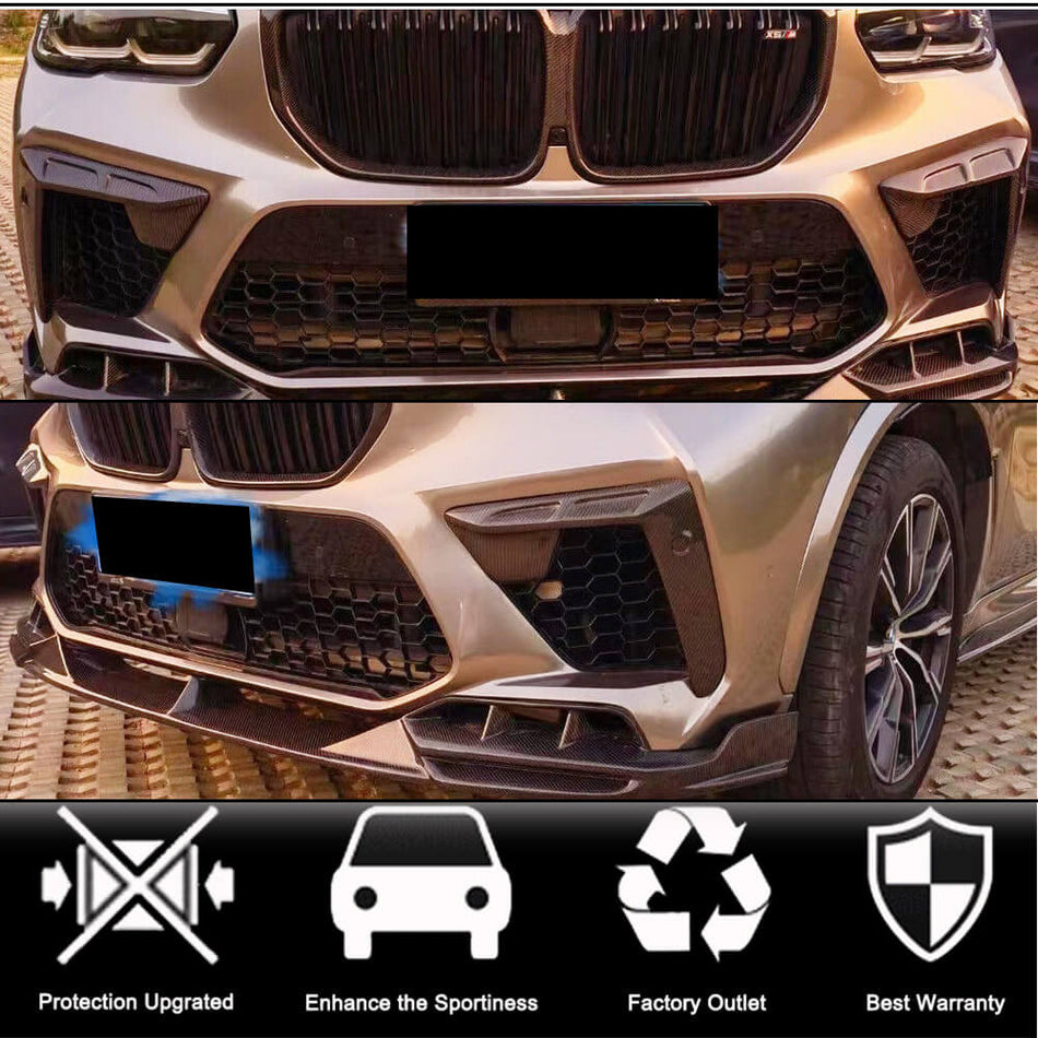 BMW F95 X5M F96 X6M 2020-2023 Front Bumper Vents Dry Carbon Fiber-Ahacarbon