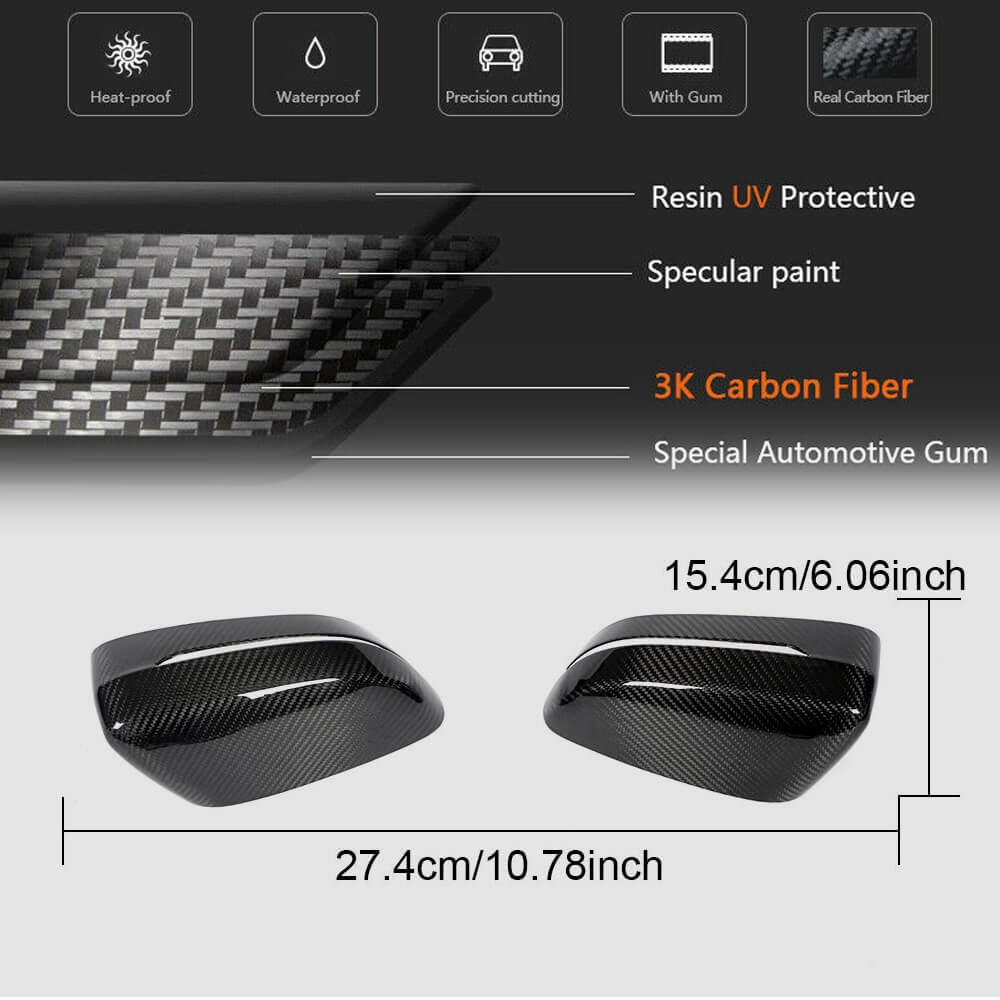 BMW G20 G21 G30 G31 Add-on Mirror Covers Dry Carbon Fiber-Ahacarbon