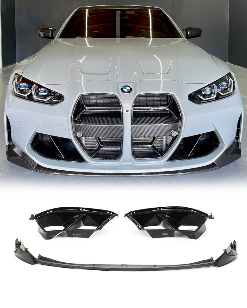 BMW G80 M3 G82 G83 M4 2021+ Front Bumper Lip Vents Carbon Fiber-Ahacarbon