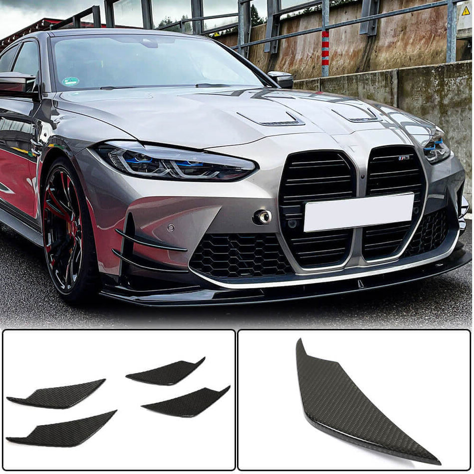 BMW G80 M3 G82 G83 M4 2021+ Front Bumper Fins Dry Carbon Fiber-Ahacarbon