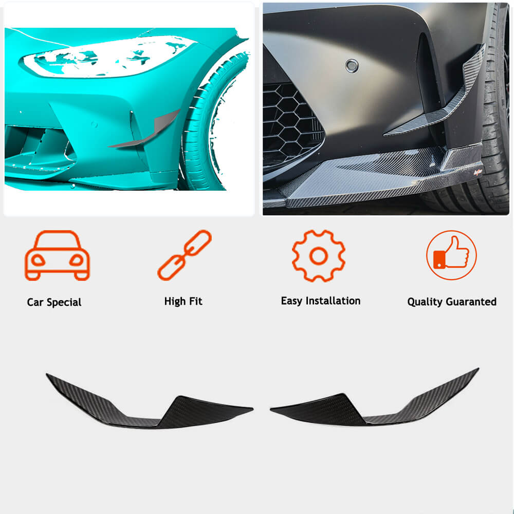 BMW G80 M3 G82 G83 M4 2021+ Front Bumper Canards Dry Carbon Fiber-Ahacarbon