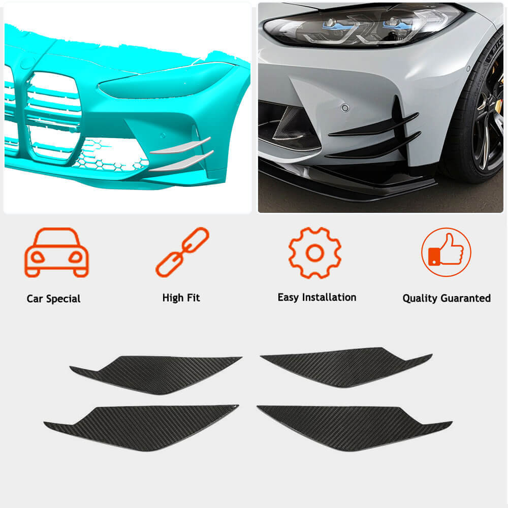 BMW G80 M3 G82 G83 M4 2021+ Front Bumper Fins Dry Carbon Fiber-Ahacarbon