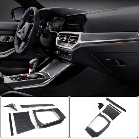 BMW G80 M3 G82 G83 M4 2021+ Interior Center Console Dashboard Trims LHD 5pcs Dry Carbon Fiber-Ahacarbon