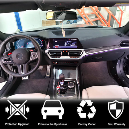 BMW G80 M3 G82 G83 M4 2021+ Interior Center Console Dashboard Trims LHD 5pcs Dry Carbon Fiber-Ahacarbon