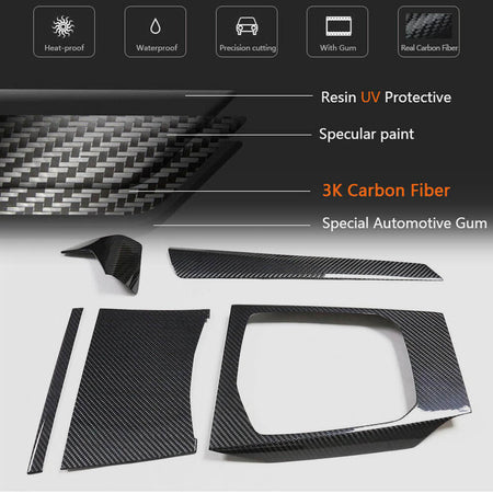 BMW G80 M3 G82 G83 M4 2021+ Interior Center Console Dashboard Trims LHD 5pcs Dry Carbon Fiber-Ahacarbon