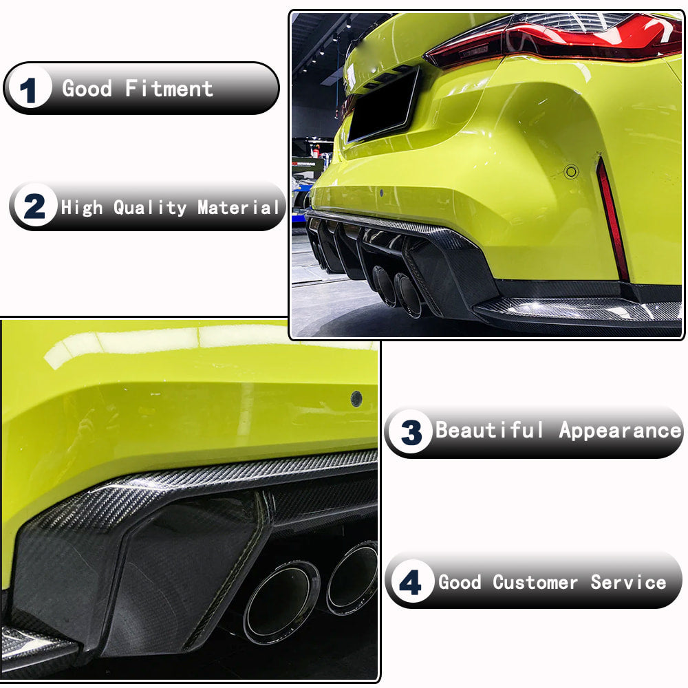 BMW G80 M3 G82 G83 M4 2021+ Rear Bumper Diffuser Trims Dry Carbon Fiber-Ahacarbon