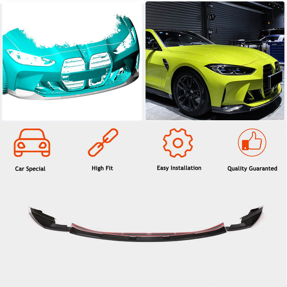 BMW G80 M3 G82 G83 M4 2021+ Front Bumper Lip Carbon Fiber-Ahacarbon