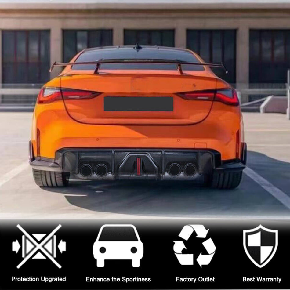 BMW G82 G83 M4 Rear Bumper Diffuser With Splitters Dry Carbon Fiber-Ahacarbon