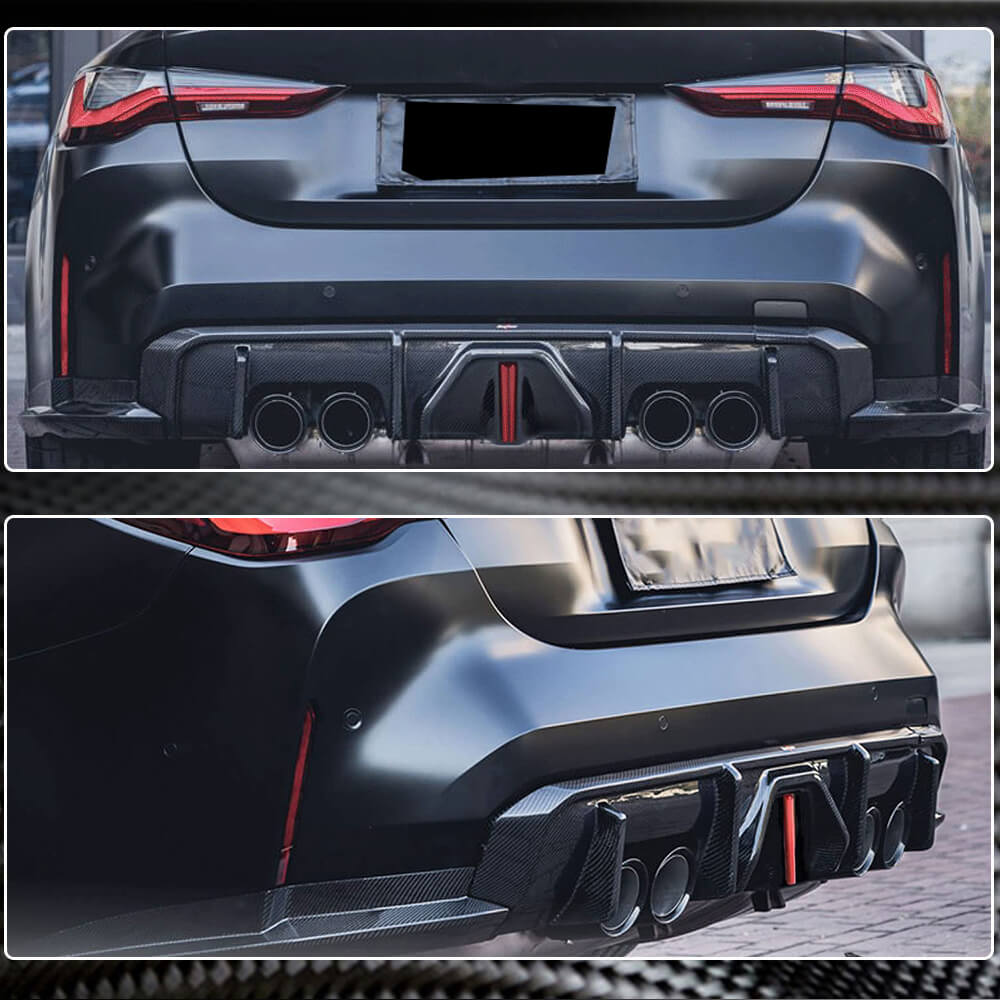 BMW G82 G83 M4 Rear Bumper Diffuser With Splitters Dry Carbon Fiber-Ahacarbon