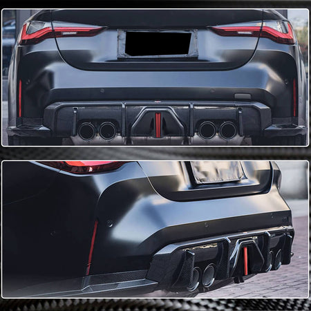 BMW G82 G83 M4 Rear Bumper Diffuser With Splitters Dry Carbon Fiber-Ahacarbon