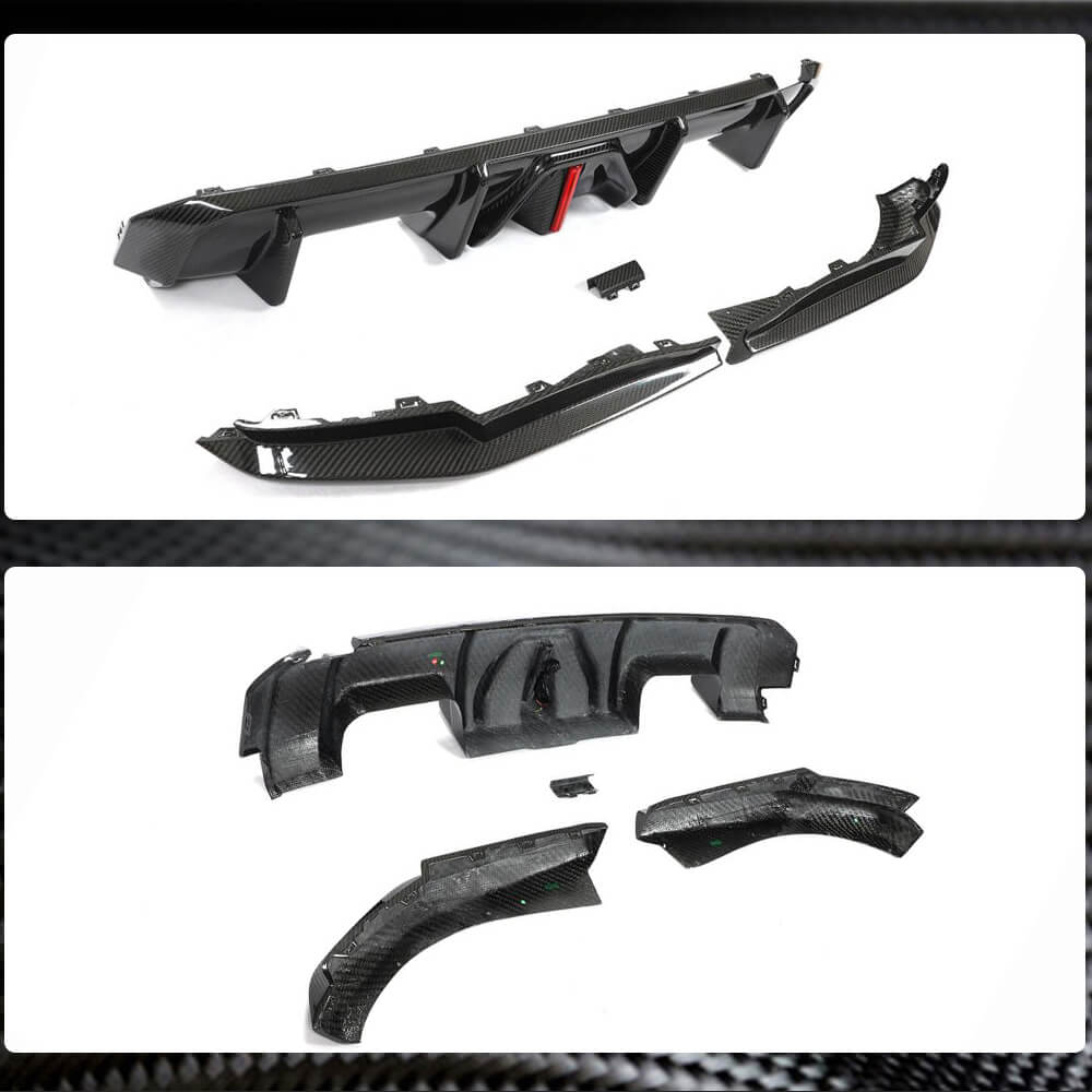 BMW G82 G83 M4 Rear Bumper Diffuser With Splitters Dry Carbon Fiber-Ahacarbon