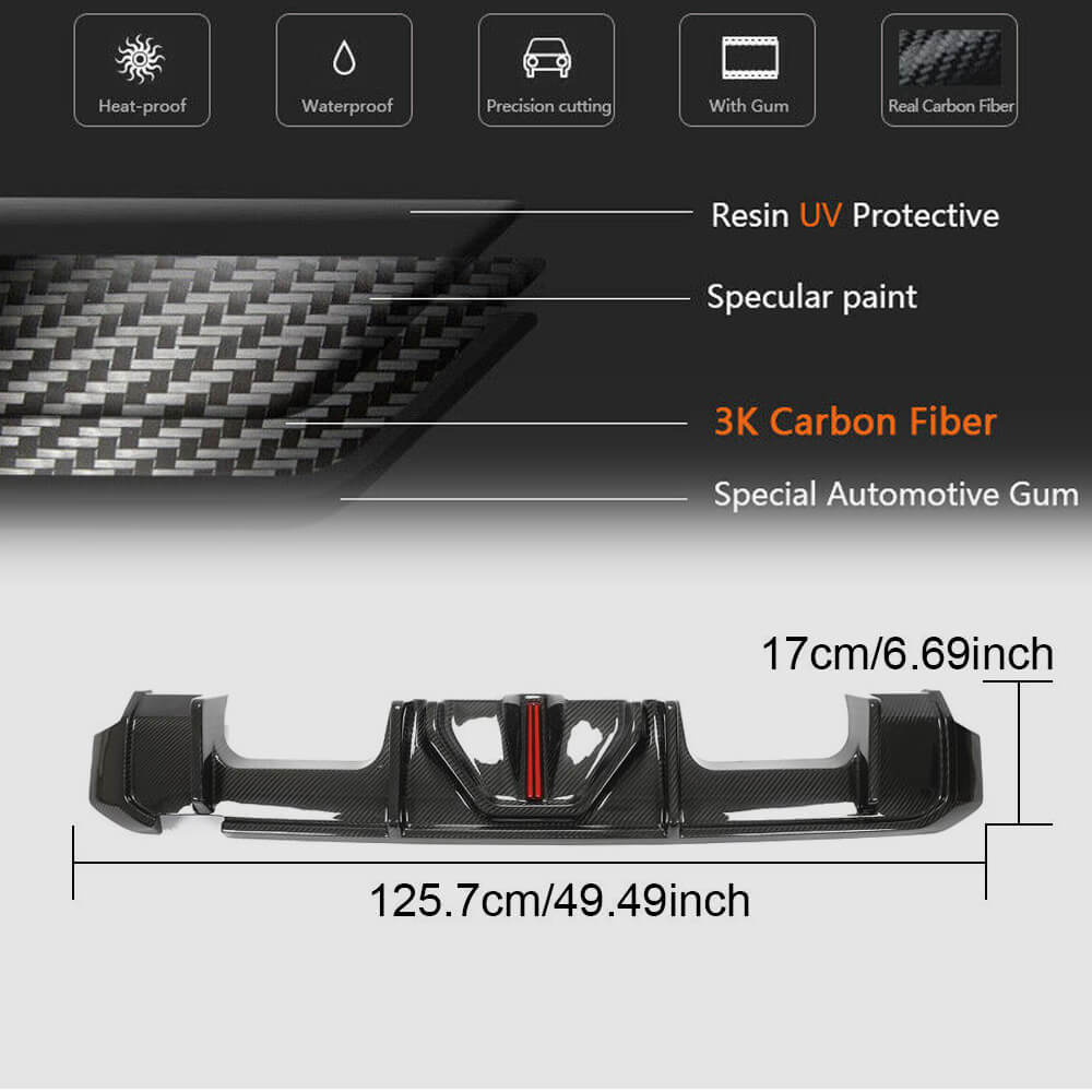 BMW G82 G83 M4 Rear Bumper Diffuser With Splitters Dry Carbon Fiber-Ahacarbon