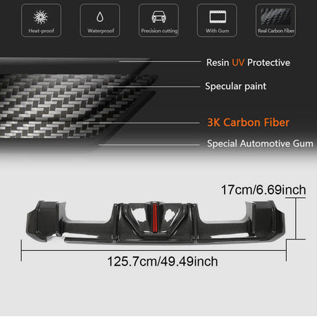 BMW G82 G83 M4 Rear Bumper Diffuser With Splitters Dry Carbon Fiber-Ahacarbon