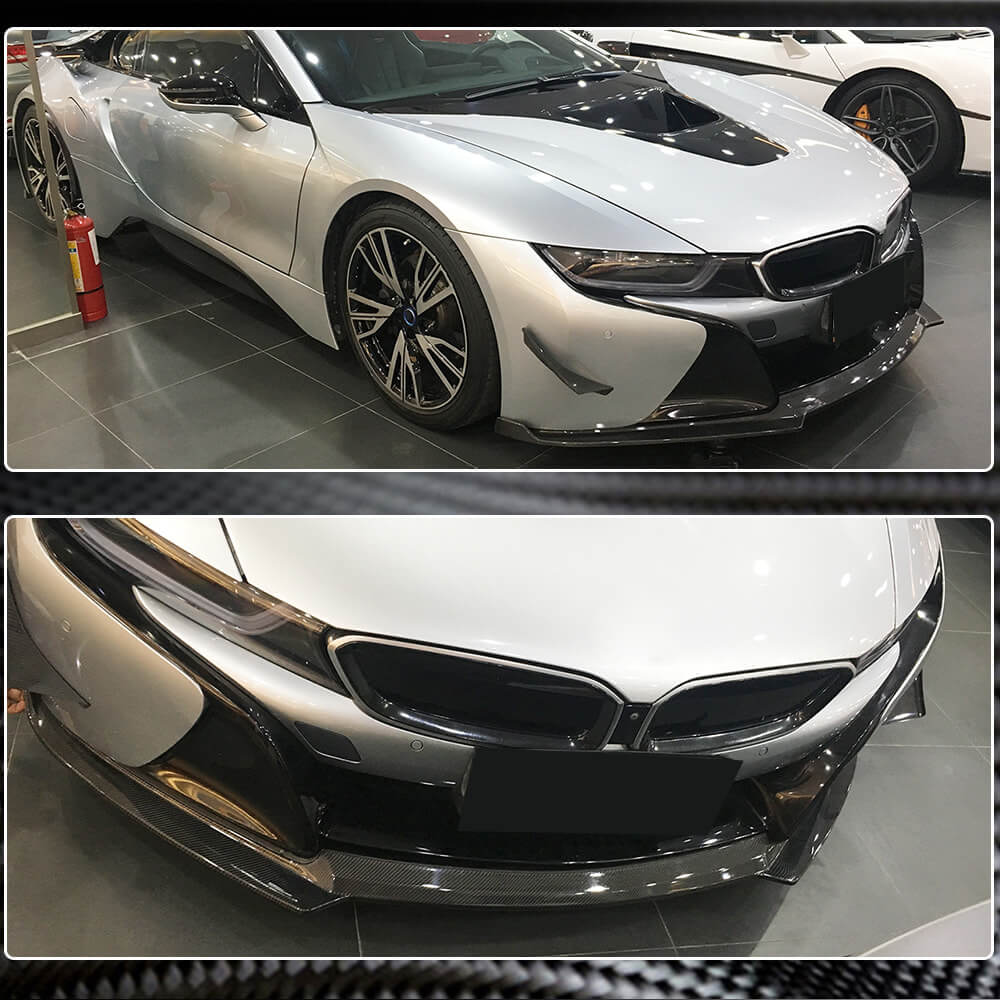 BMW I8 Coupe 2014-2018 Front Bumper Lip Dry Carbon Fiber-Ahacarbon