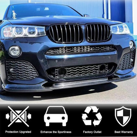 BMW X3 F25 X4 F26 M Sport 2014-2018 Front Bumper Lip Carbon Fiber-Ahacarbon