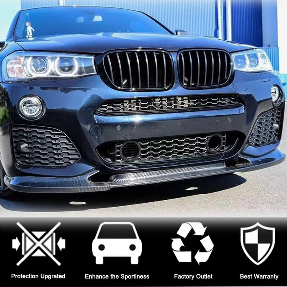 BMW X3 F25 X4 F26 M Sport 2014-2018 Front Bumper Lip Carbon Fiber-Ahacarbon