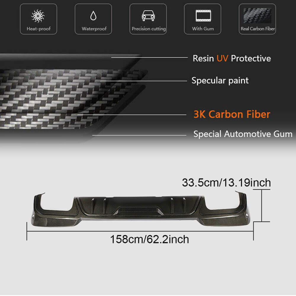 BMW X3 G01 M40i 2018-2023 Rear Bumper Diffuser Carbon Fiber-Ahacarbon