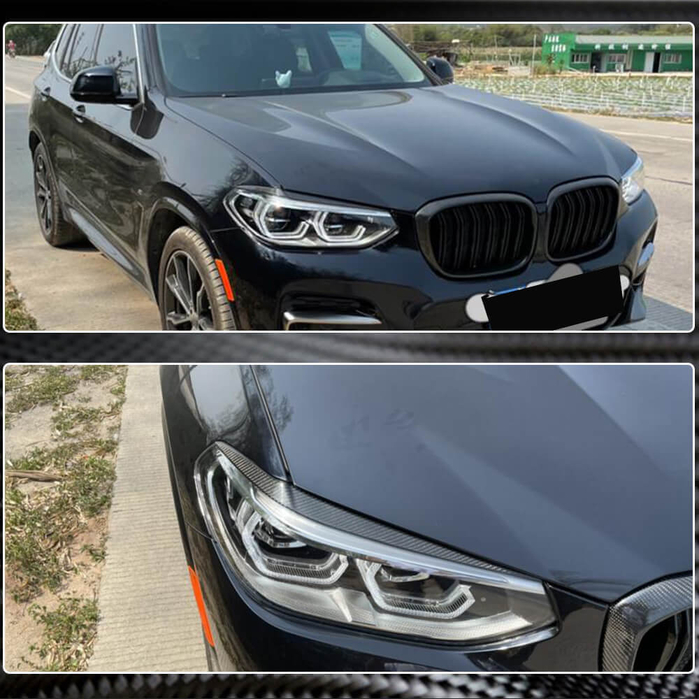 BMW X3 G01 X4 G02 2018-2020 Headlight Eyebrows Lamp Eyelids Carbon Fiber/FRP-Ahacarbon