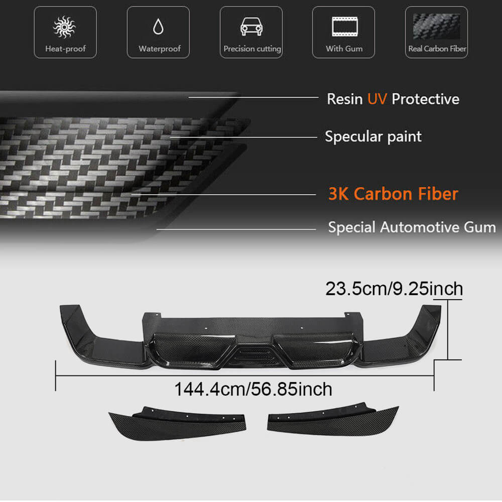 BMW X3M F97 2019-2023 Rear Bumper Diffuser Carbon Fiber-Ahacarbon