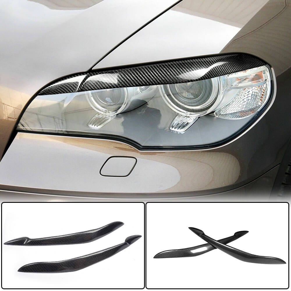 BMW X5 E70 2007-2013 Headlight Eyebrows Lamp Eyelids Carbon Fiber-Ahacarbon