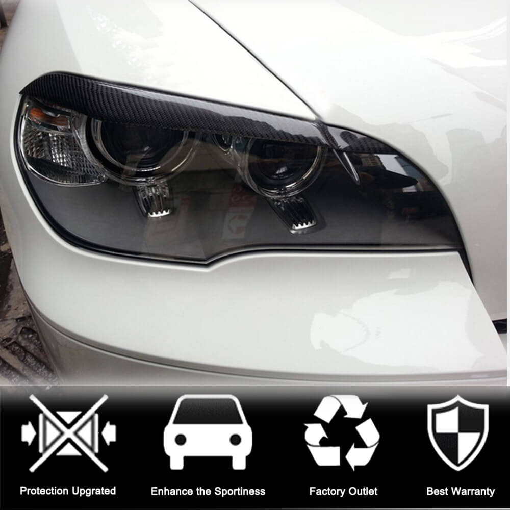BMW X5 E70 2007-2013 Headlight Eyebrows Lamp Eyelids Carbon Fiber-Ahacarbon