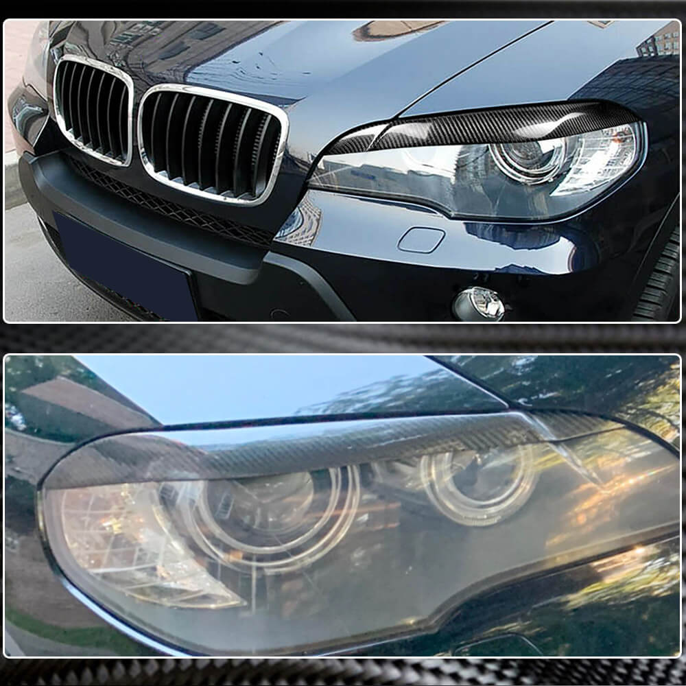 BMW X5 E70 2007-2013 Headlight Eyebrows Lamp Eyelids Carbon Fiber-Ahacarbon