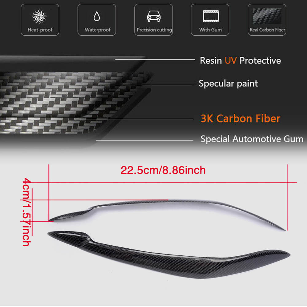 BMW X5 E70 2007-2013 Headlight Eyebrows Lamp Eyelids Carbon Fiber-Ahacarbon