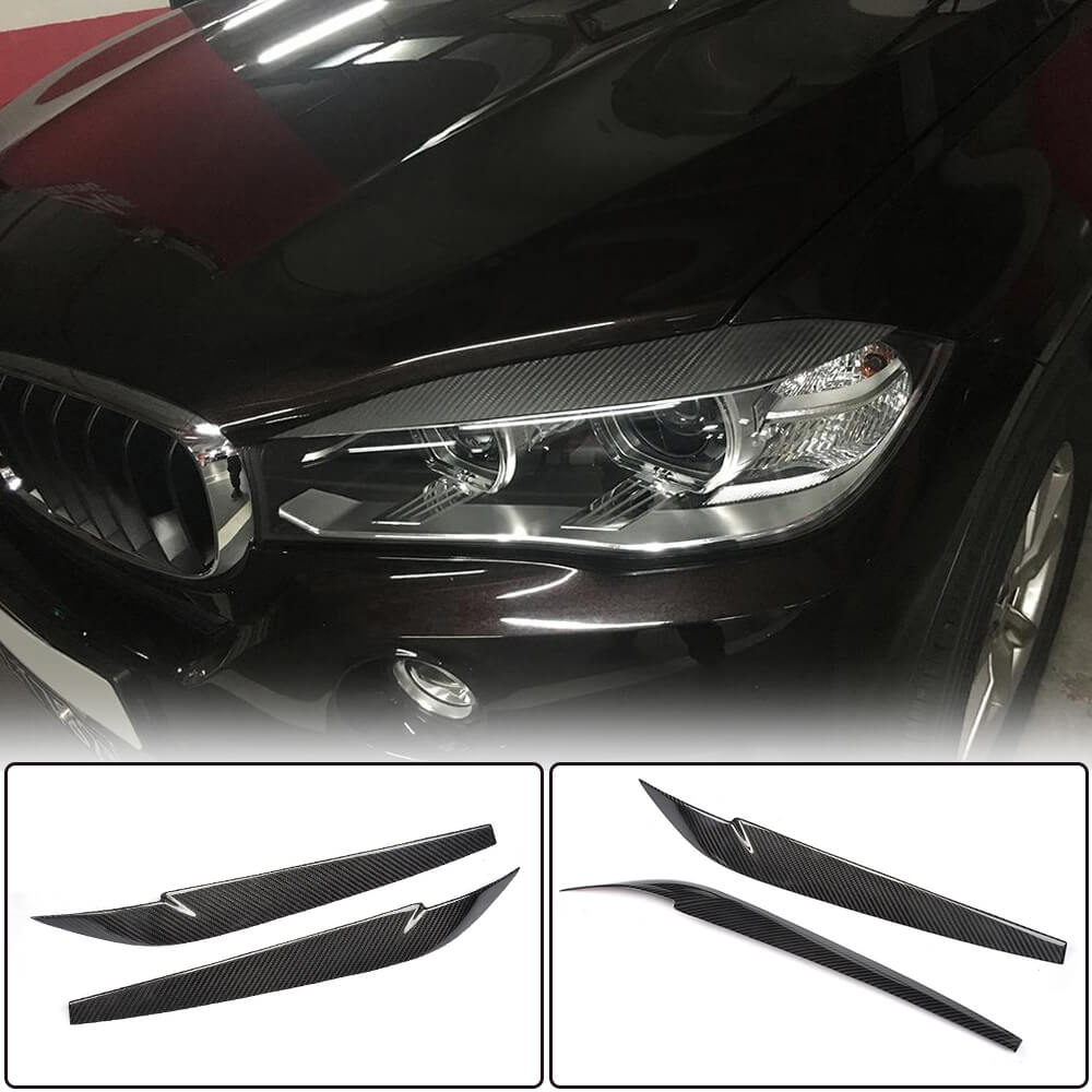 BMW X5 F15 X6 F16 2014-2019 Headlight Eyebrows Lamp Eyelids Dry Carbon Fiber/FRP-Ahacarbon