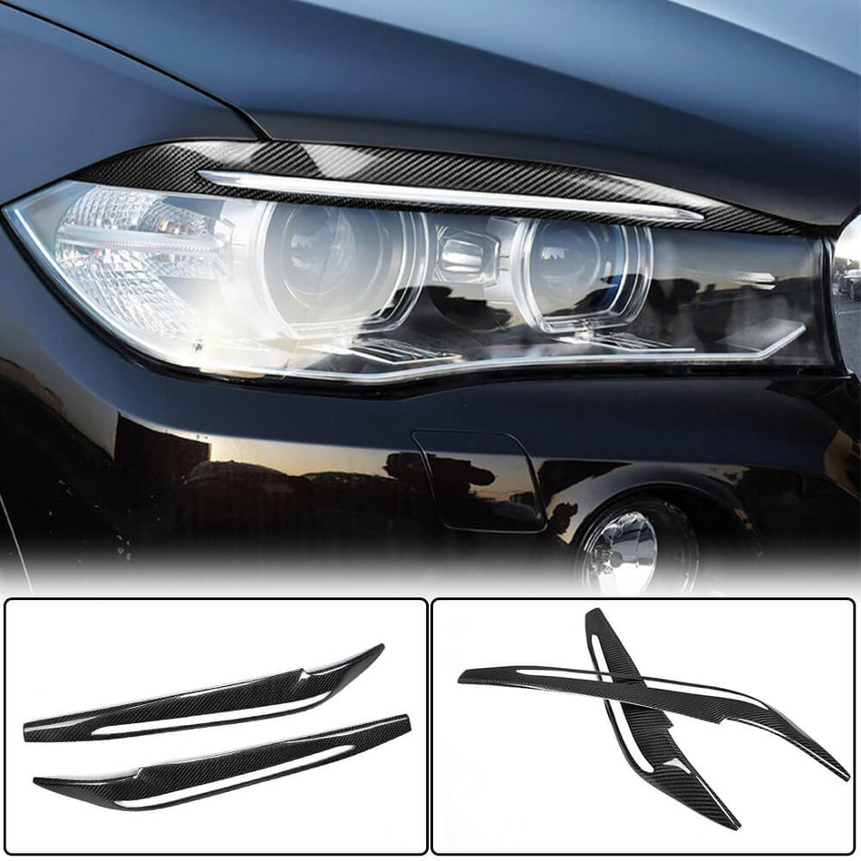 BMW X5 F15 X6 F16 2014-2019 Headlight Eyebrows Lamp Eyelids Carbon Fiber-Ahacarbon