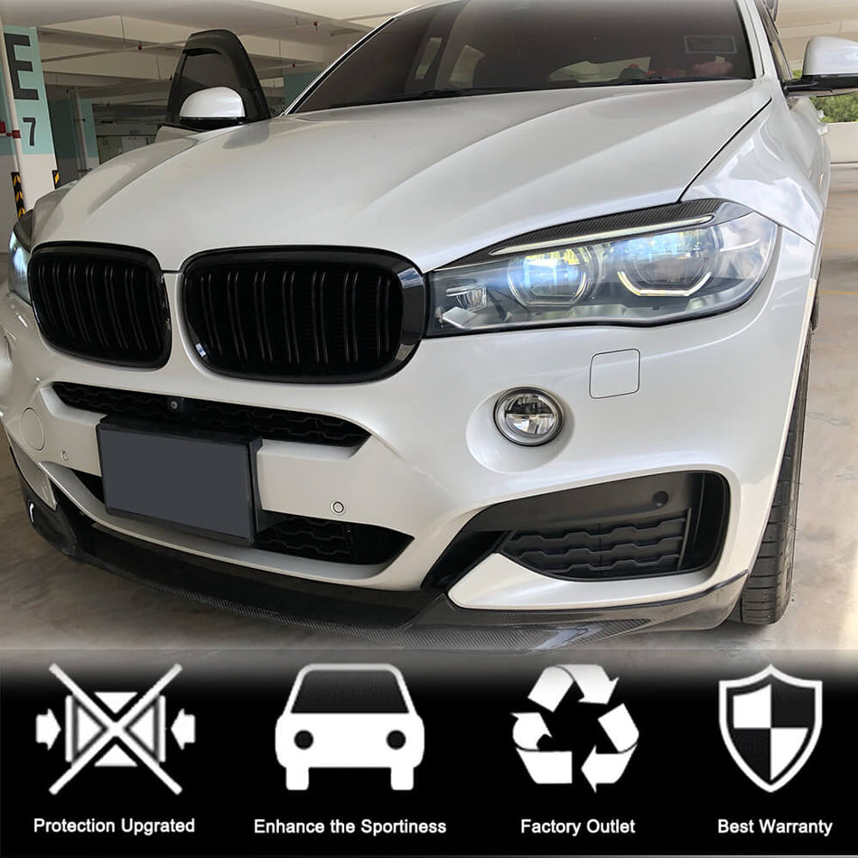 BMW X5 F15 X6 F16 2014-2019 Headlight Eyebrows Lamp Eyelids Carbon Fiber-Ahacarbon