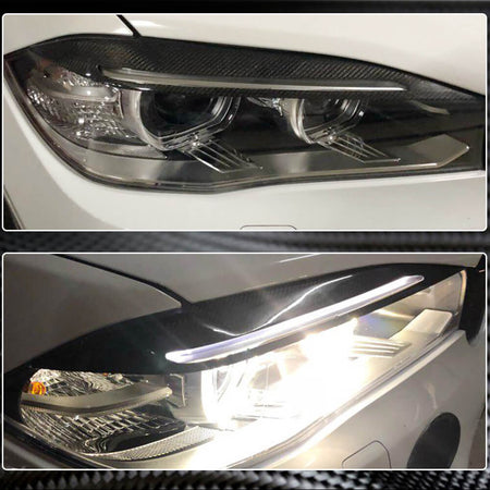 BMW X5 F15 X6 F16 2014-2019 Headlight Eyebrows Lamp Eyelids Carbon Fiber-Ahacarbon