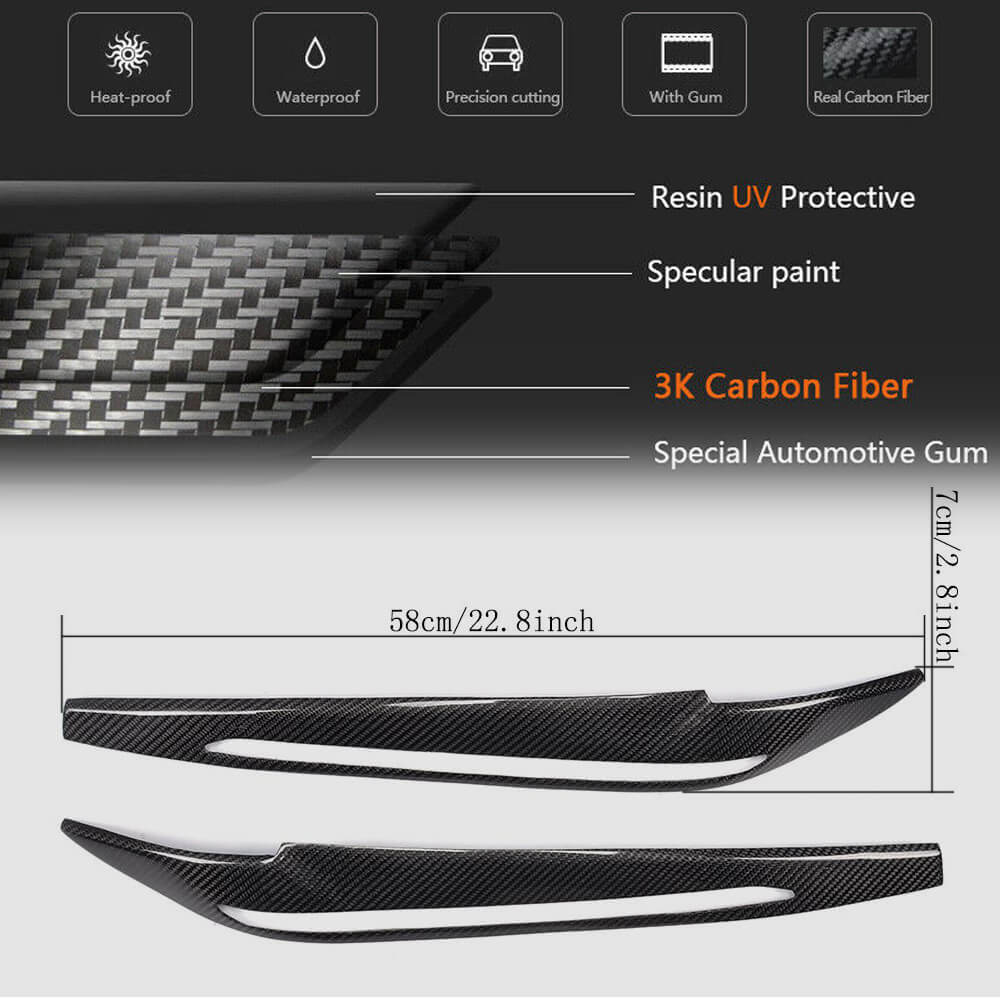 BMW X5 F15 X6 F16 2014-2019 Headlight Eyebrows Lamp Eyelids Carbon Fiber-Ahacarbon