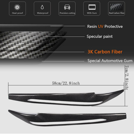 BMW X5 F15 X6 F16 2014-2019 Headlight Eyebrows Lamp Eyelids Carbon Fiber-Ahacarbon