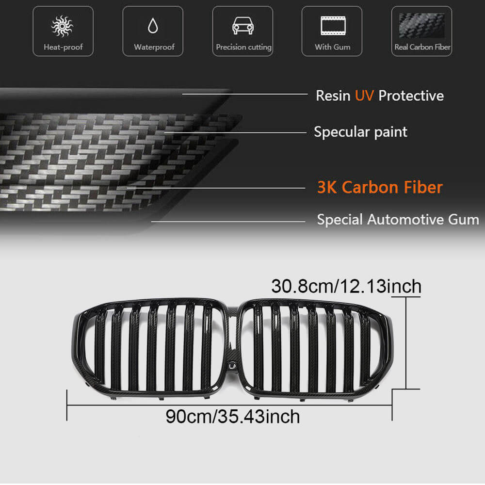 BMW X5 G05 2019-2022 Front Grille Dry Carbon Fiber-Ahacarbon