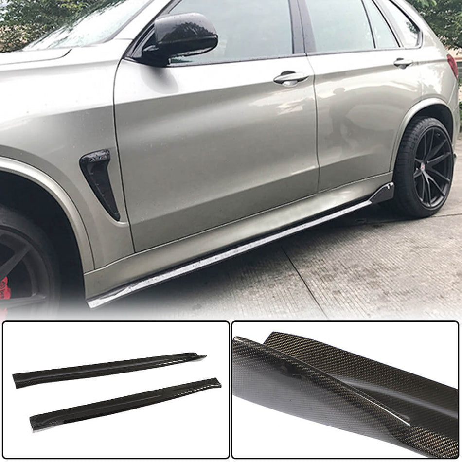 BMW X5M F85 X6M F86 2015-2018 Carbon Fiber Side Skirts Door Rocker Panels Extension Lip-Ahacarbon