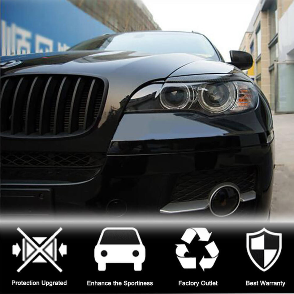 BMW X6 E71 X6M 2008-2014 Headlight Eyebrows Lamp Eyelids Carbon Fiber-Ahacarbon