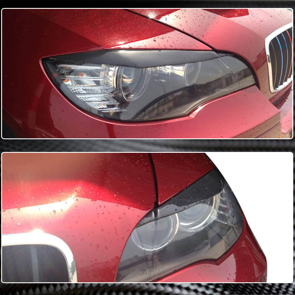 BMW X6 E71 X6M 2008-2014 Headlight Eyebrows Lamp Eyelids Carbon Fiber-Ahacarbon