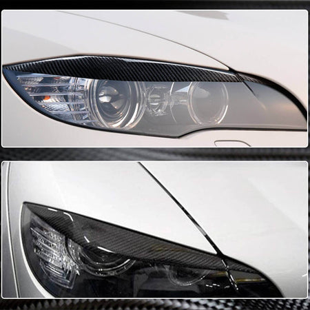 BMW X6 E71 X6M 2008-2014 Headlight Eyebrows Lamp Eyelids Carbon Fiber-Ahacarbon
